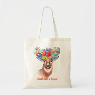 Blumenhirsch-Kinder benannte Bibliotheks-Tasche Tragetasche