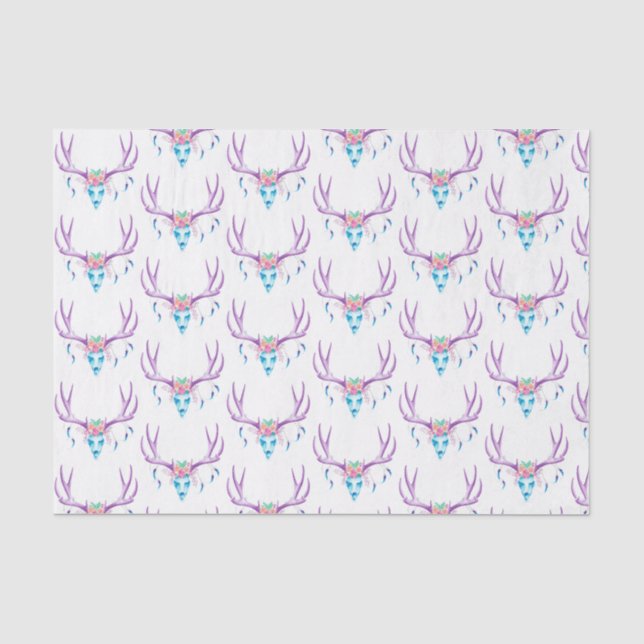 Blumenhirsch-Schädel-Seidenpapier Seidenpapier (Vorderseite)