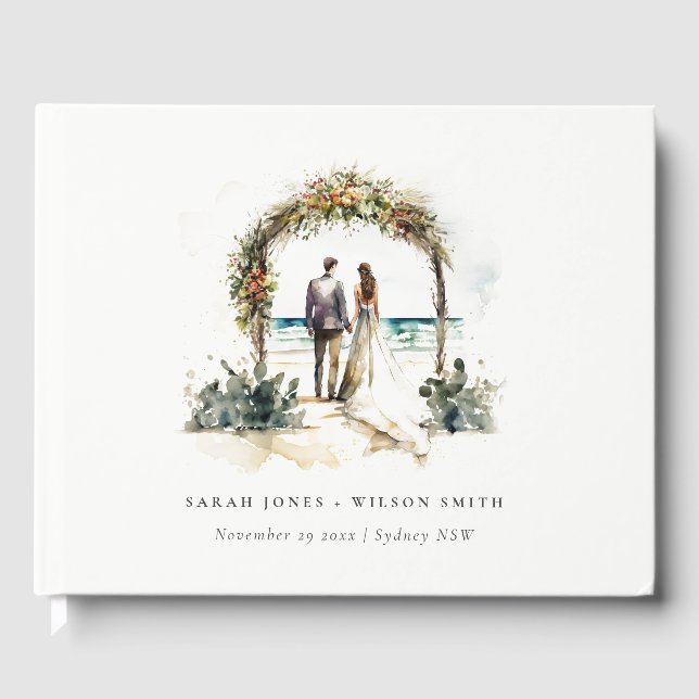 Blumenhochzeit Arch Coastal Seascape Hochzeit Gästebuch (Vorderseite)