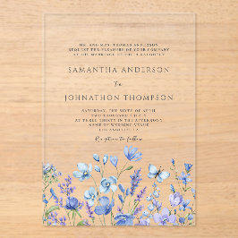 Blumenhochzeit der Blauen Wildblume Acryleinladungen