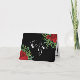 Blumenhochzeit der Rose Black and Red Peony Dankeskarte