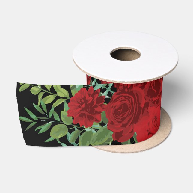 Blumenhochzeit der Rose Black and Red Peony Satinband (Spule)