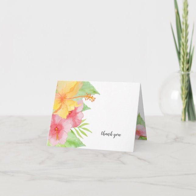 Blumenhochzeit des tropischen Aquarells Dankeskarte (Vorderseite)