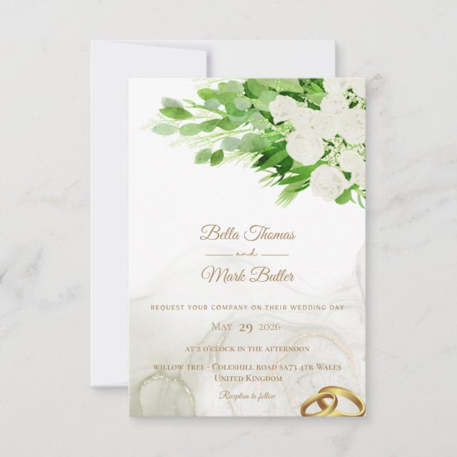 Blumenhochzeit Haupteinladung Einladung (Vorderseite)