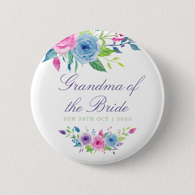Blumenhochzeit im Wasser Oma der Braut Button (Vorderseite)