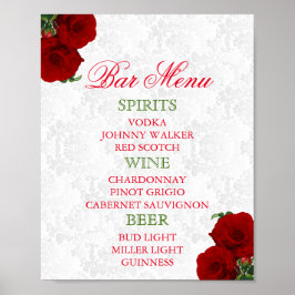Blumenhochzeit in Deep Rote Rose - Bar Menu Poster