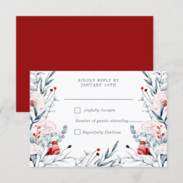 Blumenhochzeit in Rot und Blau der Blume RSVP Karte