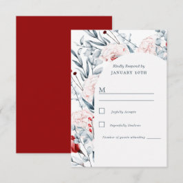 Blumenhochzeit in Rot und Blau der Blume RSVP Karte
