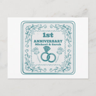 Blumenhochzeit Jubiläum Maßgeschneidertes Jahr Postkarte