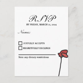Blumenhochzeit RSVP-Karte Rote und rosa Pole Begleitkarte