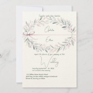 Blumenhochzeit Shabby Chic Typografie Wappen Einladung