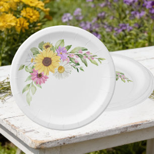 Blumenhochzeit Sonnenblume Gänseblümchen Wildblume Pappteller