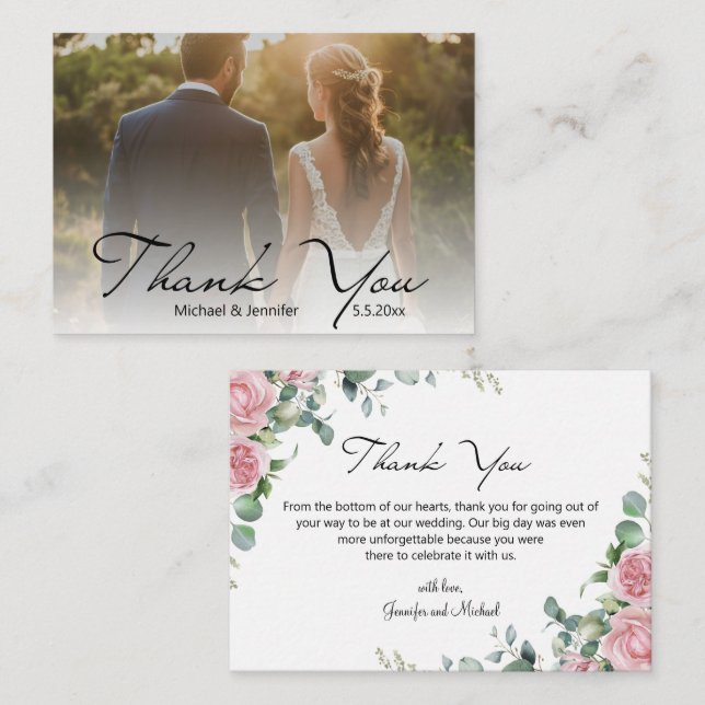 Blumenhochzeit verblasste Foto Haushalt danke Mitteilungskarte (Vorne/Hinten)