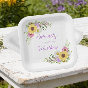 Blumenhochzeit Wildblume Sonnenblume Gänseblümchen Pappteller
