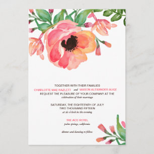BLUMENhochzeitseinladung des MODERNEN AQUARELLS Einladung