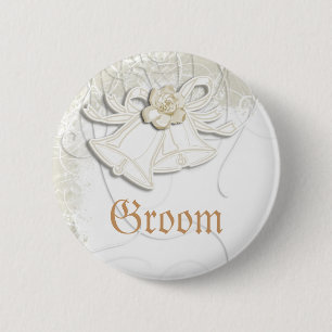 Blumenhochzeitsweiß der Kirchenglocken n Button