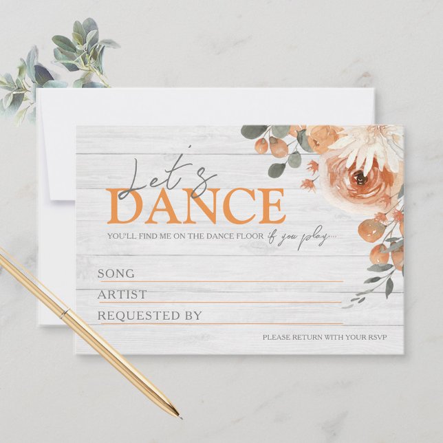 Blumenholz-Hochzeitssongkarten für Wasserfarben RSVP Karte (Watercolor Floral Wood Wedding Song Request Cards)