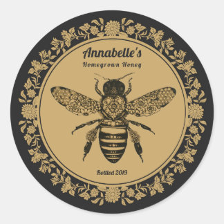 Blumenhonigsiegel für Viktorianische Bienen Runder Aufkleber