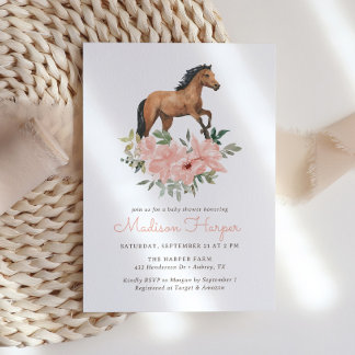 Blumenhorse Girl Babydusche Einladung