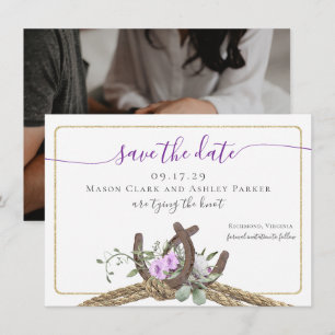 Blumenhufeisen wachsen Save the Date mit Foto Einladung