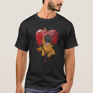 Blumenhund Tier Haustierbesitzer Blumen Deutscher T-Shirt