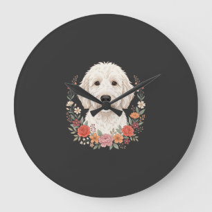 Blumenhundefoto Botanischer Kranz Große Wanduhr
