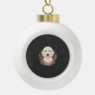 Blumenhundefoto Botanischer Kranz Keramik Kugel-Ornament