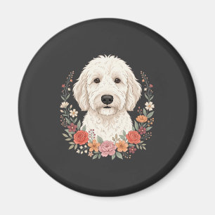 Blumenhundefoto Botanischer Kranz Magnet