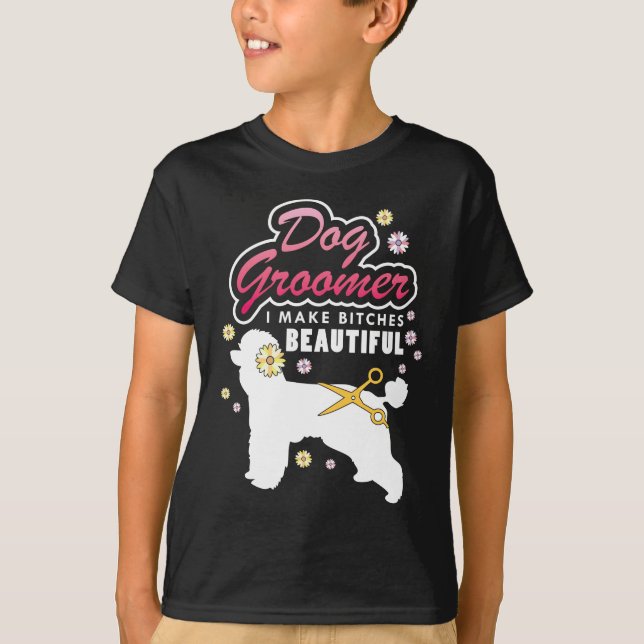Blumenhundegroomer-Geschenk-Haustier-pflegender T-Shirt (Vorderseite)