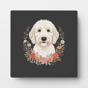 Blumenhundesporträt Botanikkranz Fotoplatte