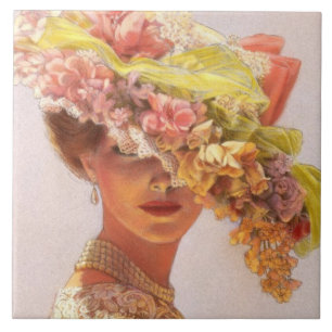 Blumenhut Eleganter viktorianischer Lady-Kunstflie Fliese