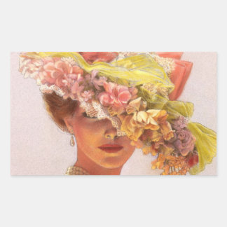 Blumenhut-Victorian-Lady-Oval-Aufkleber Rechteckiger Aufkleber
