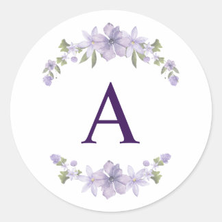 Blumeninitial-Aufkleber | Personalisiertes Monogra Runder Aufkleber