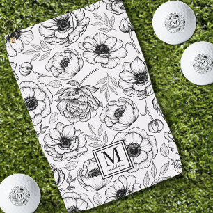 Blumeninitialen Monogramm Golfhandtuch