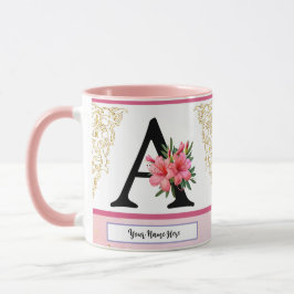 Blumeninitialen-Tasse – Buchstabe A Monogramm | Pe Tasse