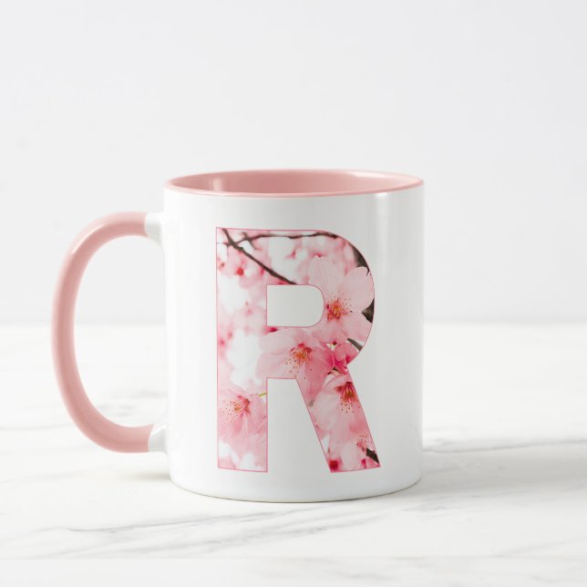 Blumeninitialen-Tasse | Personalisierter Name & Ei Tasse (Links)