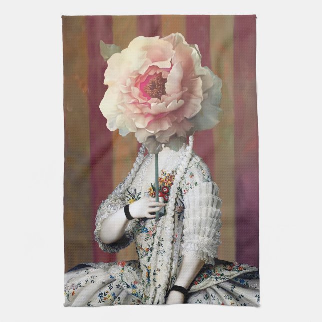 Blumenintrikum Rosa-Peony-Maske Geschirrtuch (Vertikal)