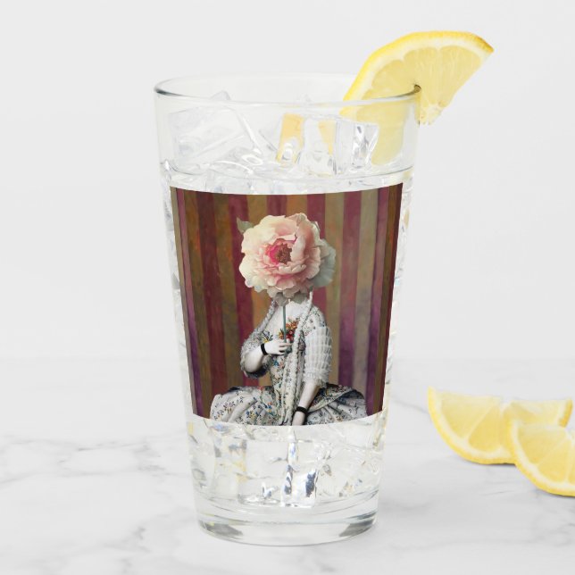 Blumenintrikum Rosa-Peony-Maske Glas (Rückseite Ice)