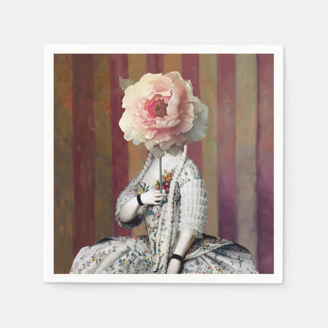 Blumenintrikum Rosa-Peony-Maske Serviette (Vorderseite)