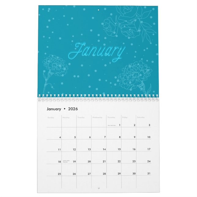 Blumenjahr: niedliche bunt saisonale Blume Kalender (Jan 2026)