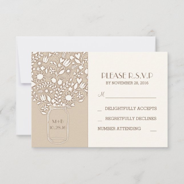 Blumenjar Hochzeit RSVP Karten (Vorderseite)