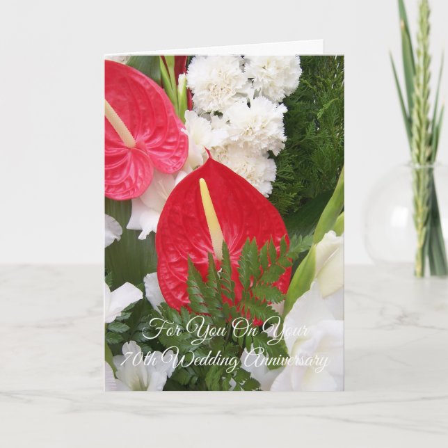 Blumenjubiläum Personalisiert 70. Hochzeitstag Karte (Vorderseite)