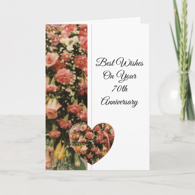 Blumenjubiläum Personalisiert 70. Hochzeitstag Karte (Vorderseite)