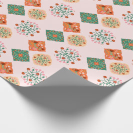 Blumenkachel-Wrap-Papier | Folk Garden Muster G Geschenkpapier