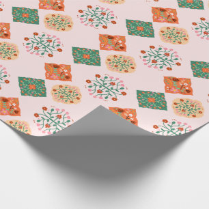 Blumenkachel-Wrap-Papier Folk Garden Muster G Geschenkpapier