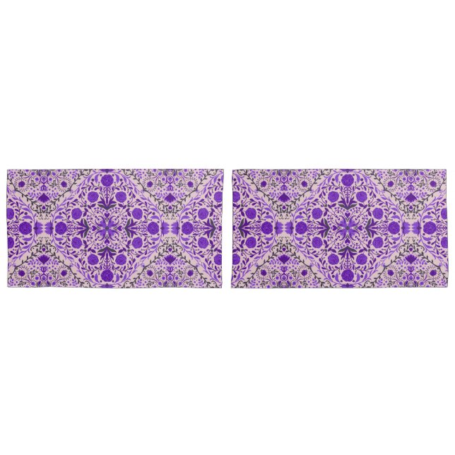Blumenkacheln in violett- und wattenrosa kissenbezug (Vorderseite-Set)