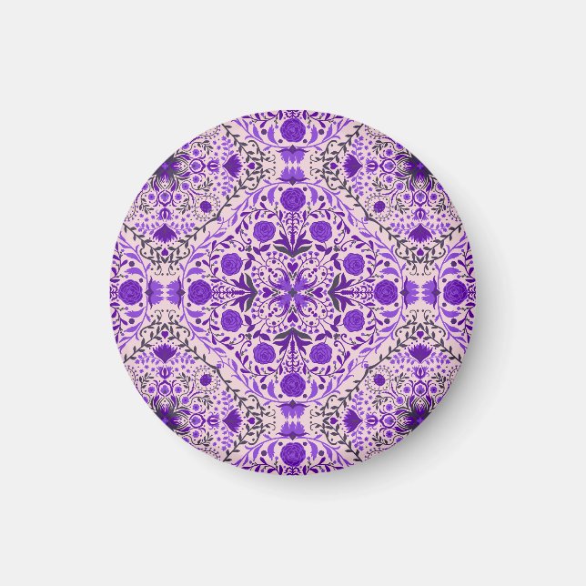 Blumenkacheln in violett- und wattenrosa magnet (Vorne)