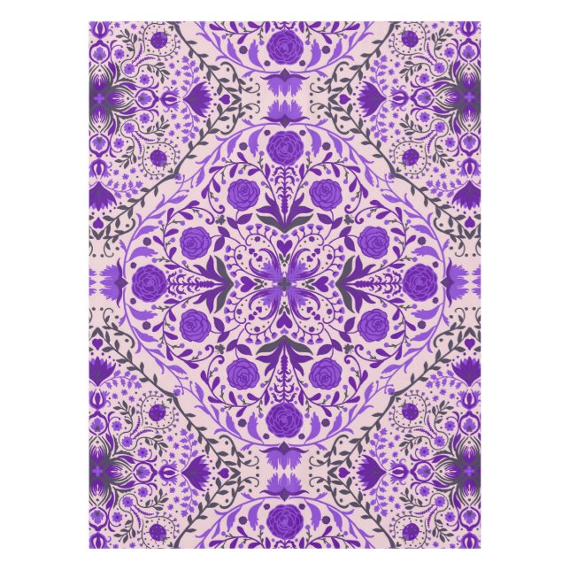 Blumenkacheln in violett- und wattenrosa tischdecke (Vorderseite)
