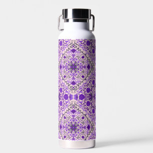 Blumenkacheln in violett- und wattenrosa trinkflasche