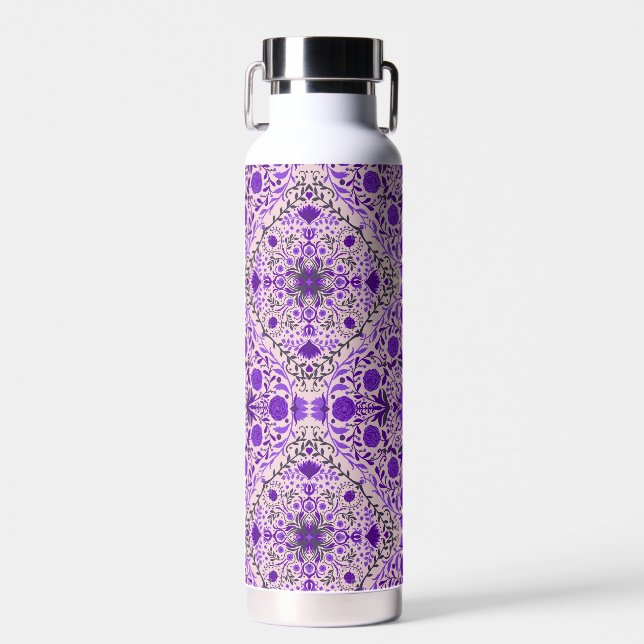 Blumenkacheln in violett- und wattenrosa trinkflasche (Vorne)